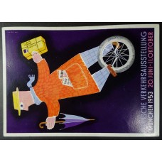 ALEMANIA OCCIDENTAL 1953 HERMOSA TARJETA POSTAL ESPECIAL DE LA EXPOSICION CON ESTAMPILLAS DE ALTO VALOR AL DORSO COMO SELLOS SUELTOS 76 EUROS EN CARTA SEGURAMENTE + DE 100 EUROS